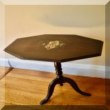 F64. Tilt table with hand painted flowers. Top not attached. 23”h x 23”w x 15”d - $36 